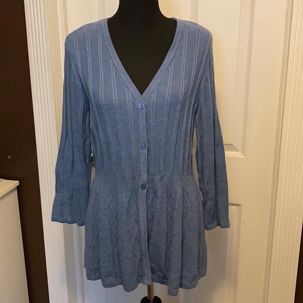Croft & Barrow Cardigan Sweater Denim Blue XL NWT